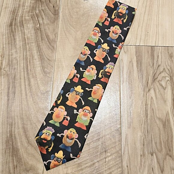 Vintage 1995 Ralph Marlin Mr. Potato Head Novelty Neck Tie Black 56" EUC - Picture 4 of 9